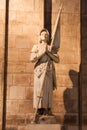 Statue of Joan of Arc Jeanne dÃ¢â¬â¢Arc inside the Cathedral of Notre Dame de Paris Royalty Free Stock Photo